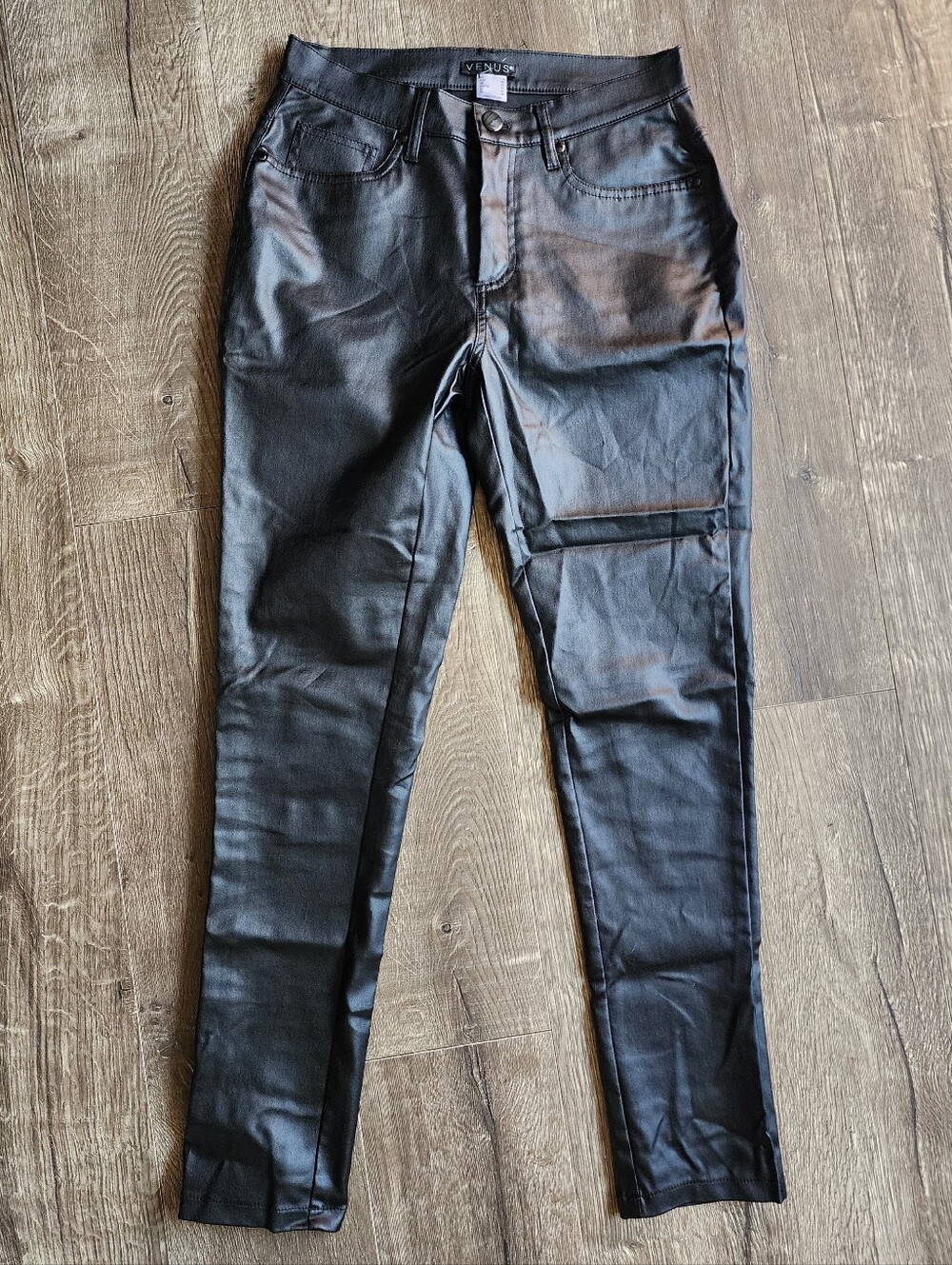 Womena Black Faux Leather Pants